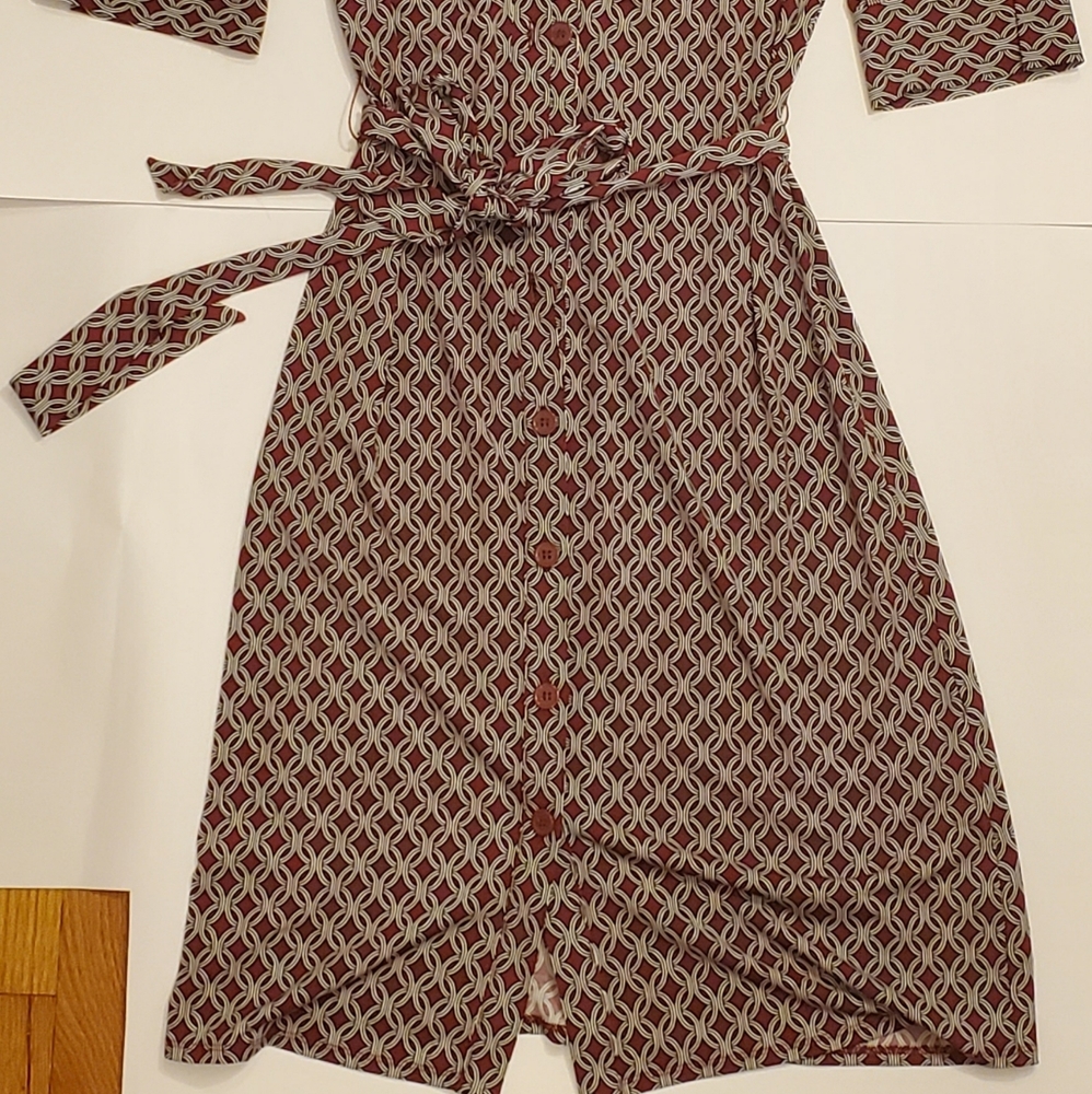 Red Patterned Dress - image 2